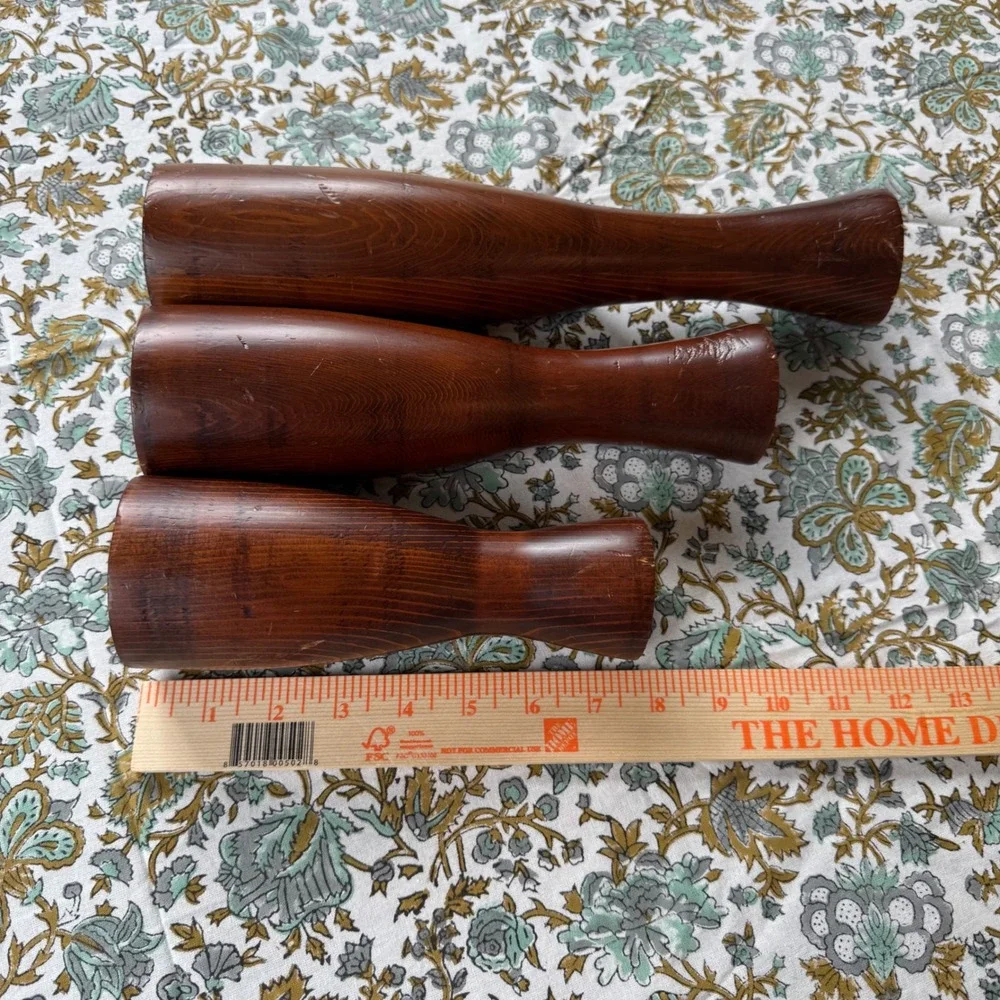 Edwin F Dalstrom Handcrafted Wood Candle Holder Set 3 Mid Century Modern Taper